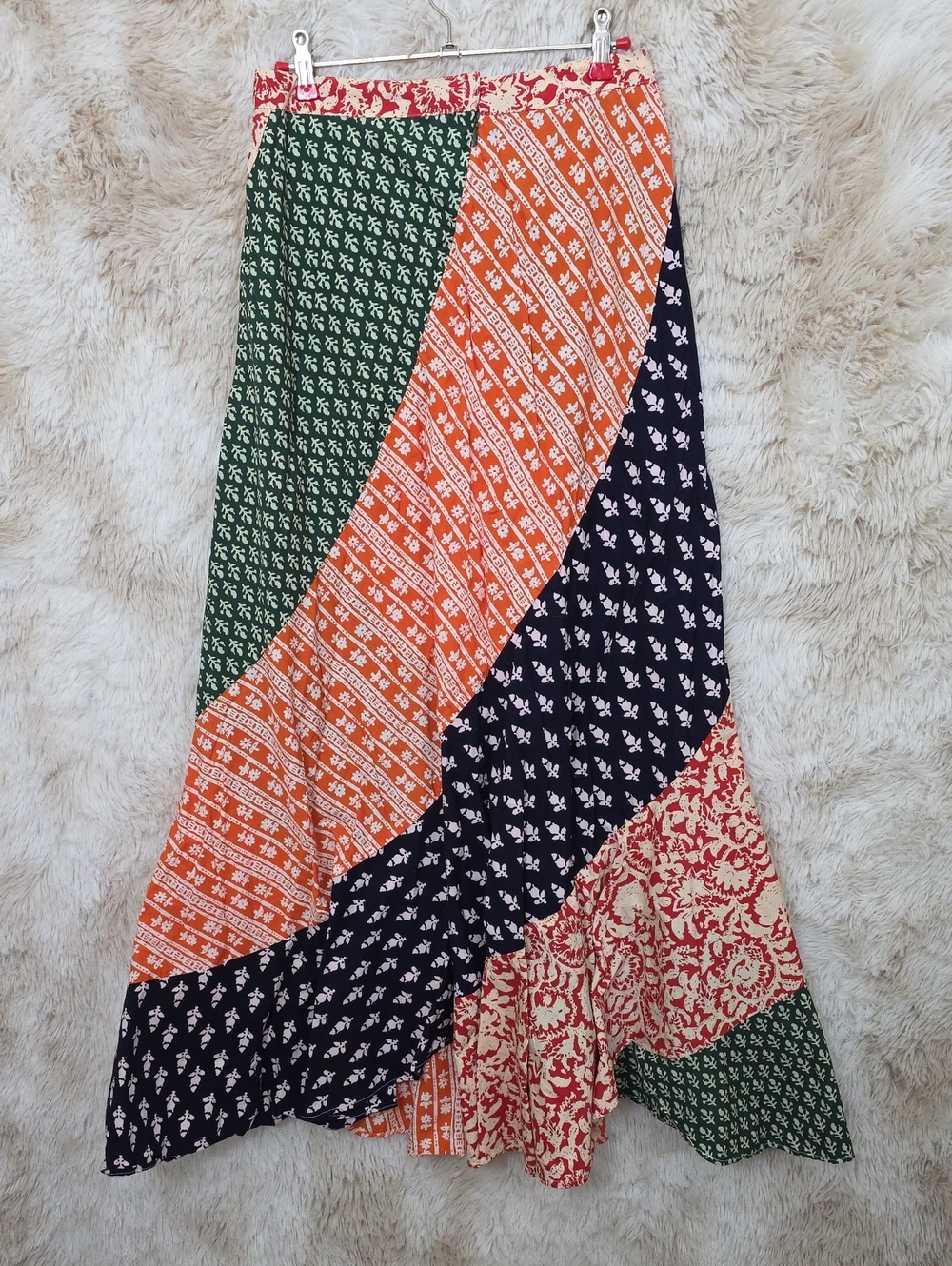 Free People Patchwork Asymmetrical Maxi Skirt Boho Festival Cottagecore Women's - Picture 4 of 6